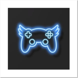 Neon Blue Winged Controller Posters and Art